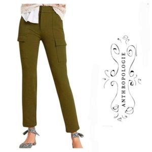 Anthropologie The Essential Slim Olive Khaki Moss Green Cargo Pant Size 0